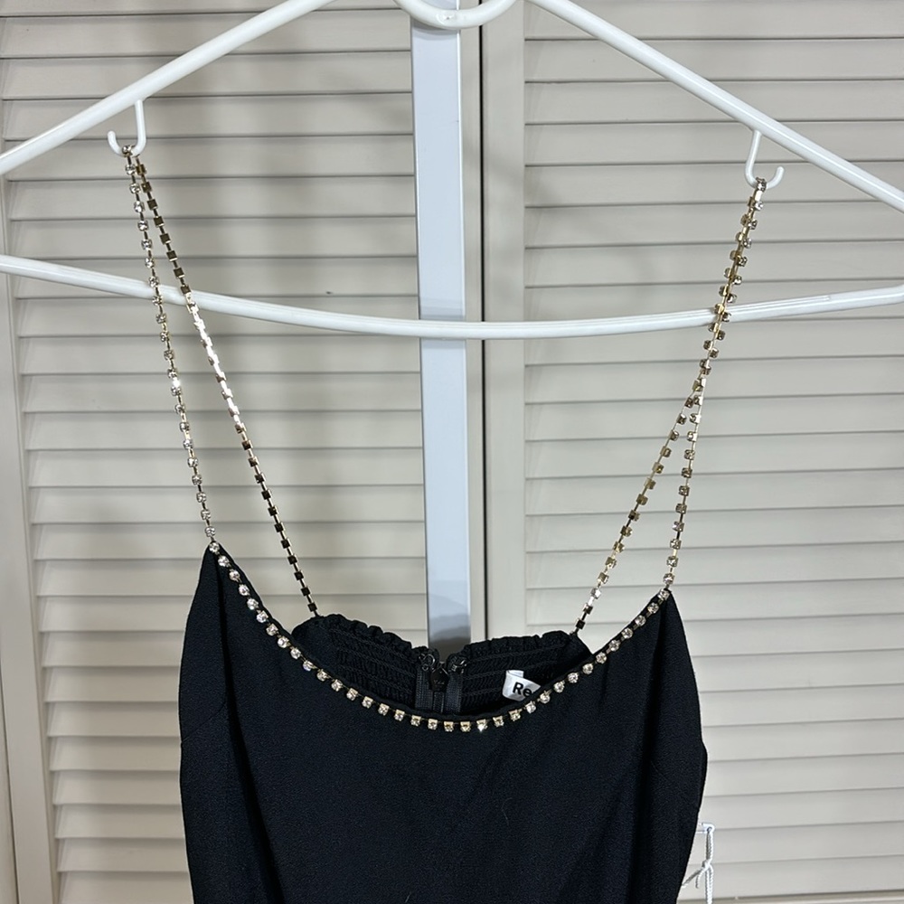 NWT Reformation Baltimore Dress Diamond Details Black Size 0 - Picture 6 of 16